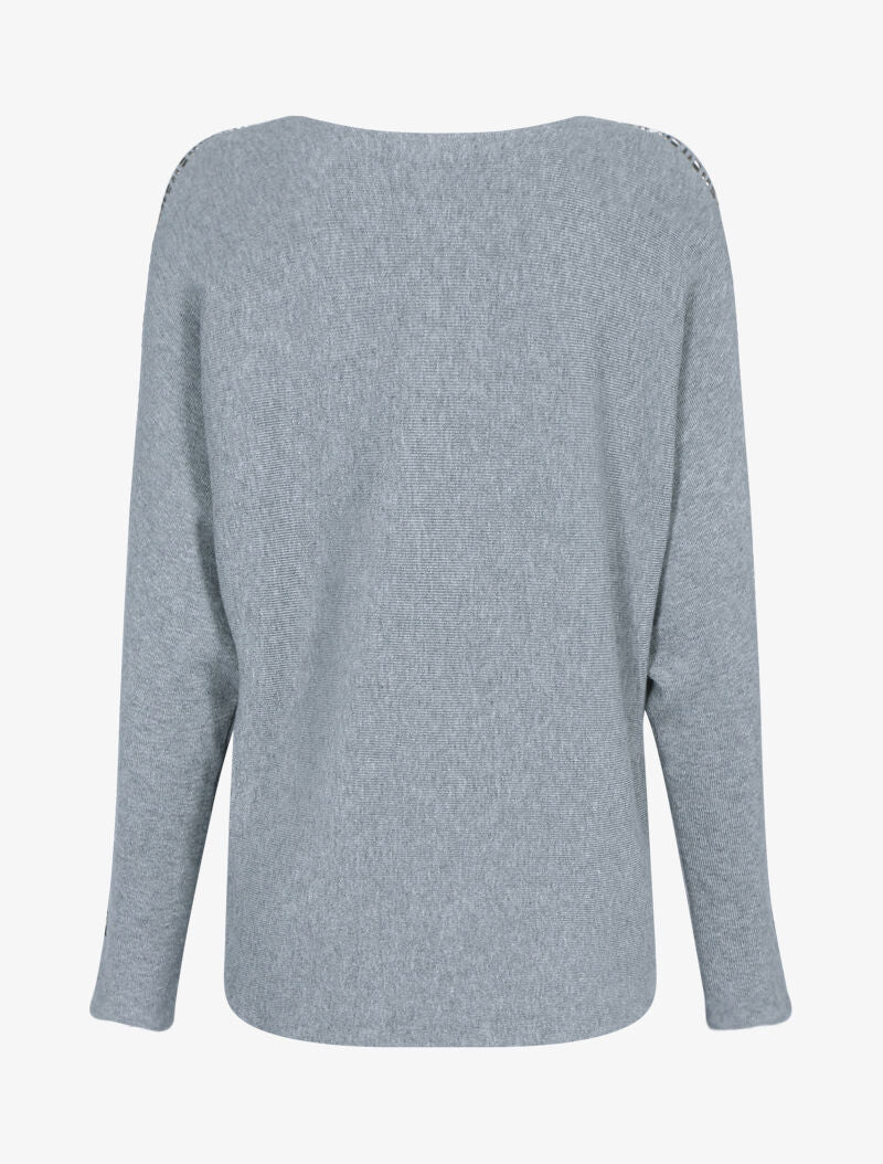 Pull à manches ajourées - gris clair - Image 2