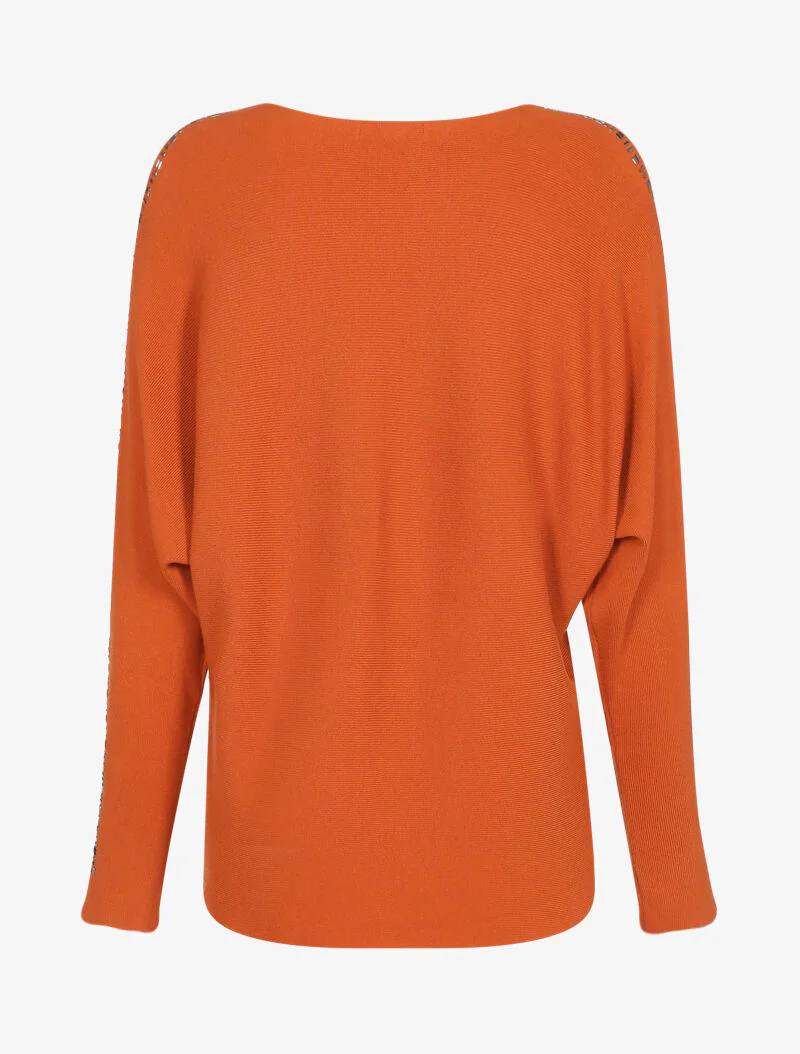 Pull à manches ajourées - orange - Image 2
