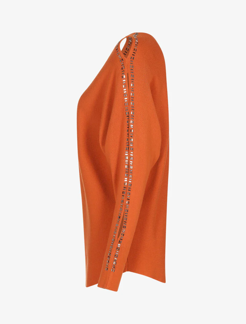 Pull à manches ajourées - orange - Image 3