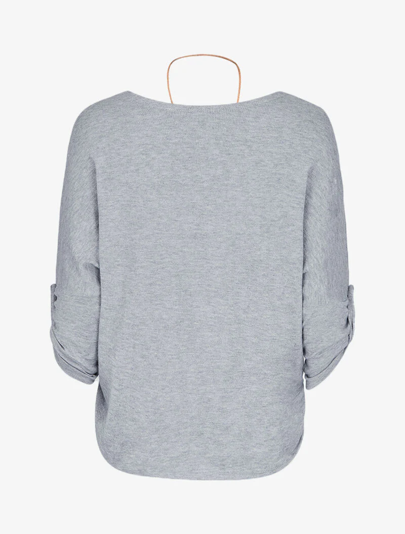 Pull à manches chauve-souris rabattables - Gris chiné - Image 2
