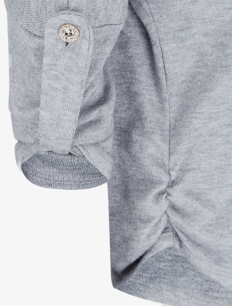 Pull à manches chauve-souris rabattables - Gris chiné - Image 3