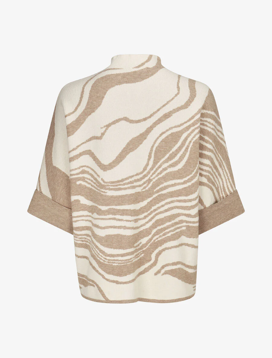 Pull à manches courtes et col montant - Taupe - Image 2
