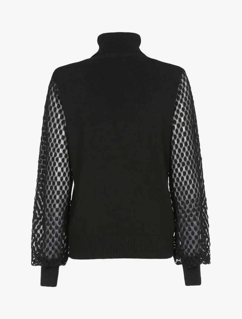 Pull à manches en dentelle imprimé - noir - Image 3