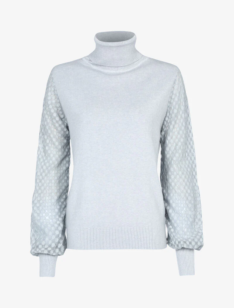 Pull à manches en dentelle imprimé - gris - Image 2