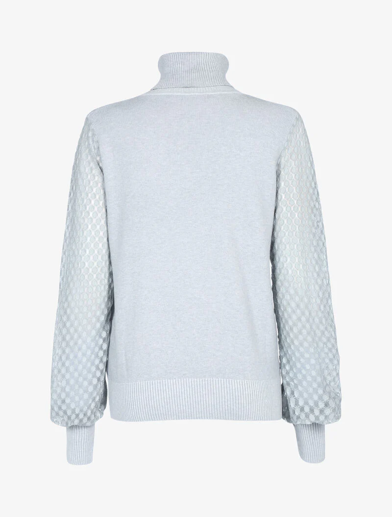 Pull à manches en dentelle imprimé - gris - Image 3