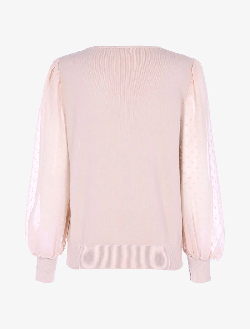 Pull à manches en voile et détails en relief - rose orange - Image 2