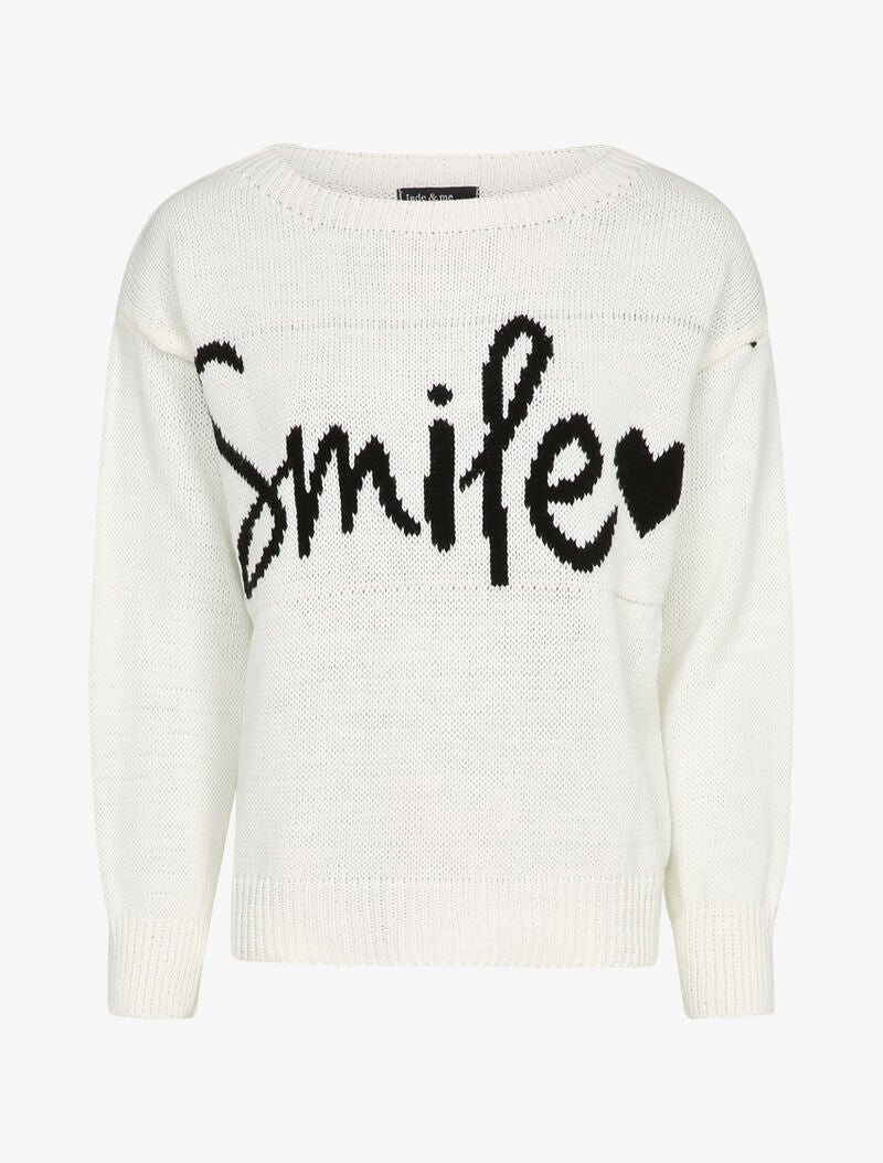 Pull à message et motif coeur - Blanc
