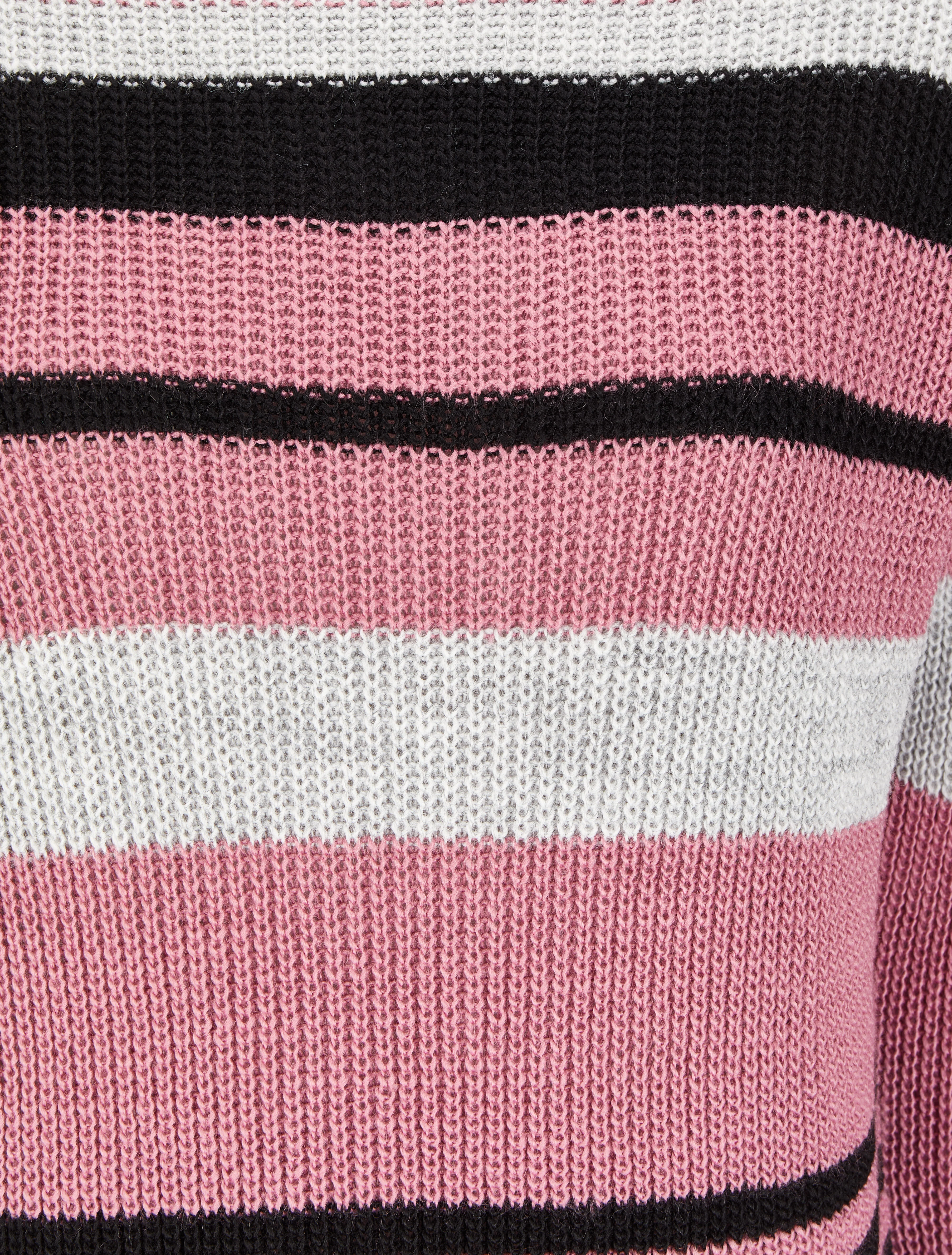 Pull à rayures et col bateau - Vieux rose - Image 3