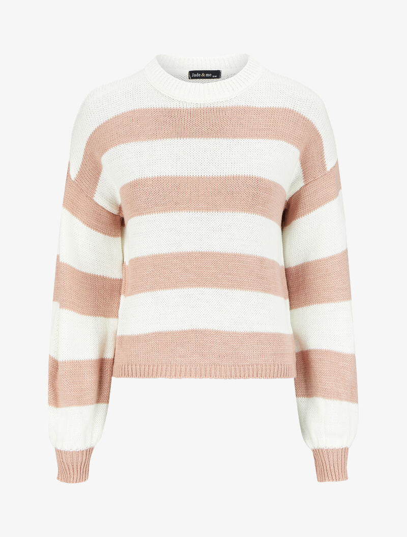 Pull à rayures - Rose/blanc