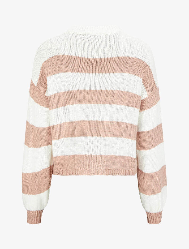 Pull à rayures - Rose/blanc - Image 2