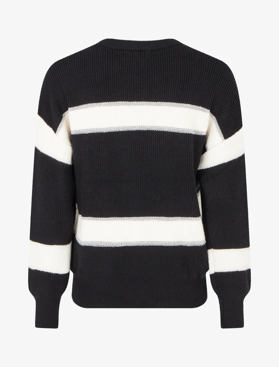 Pull à rayures irisées - Noir - Image 2