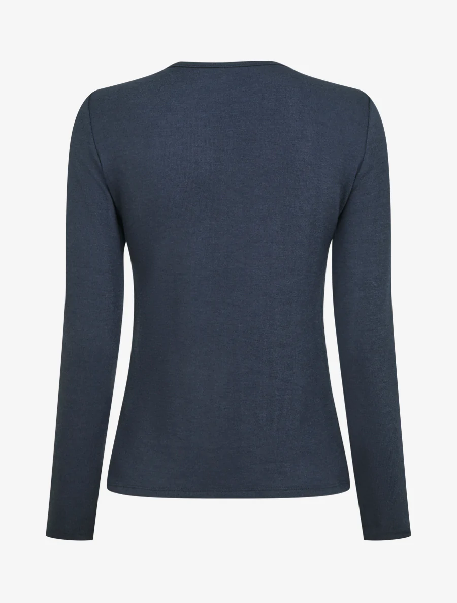 Pull ajouré à empiècement bijou - Marine - Image 2