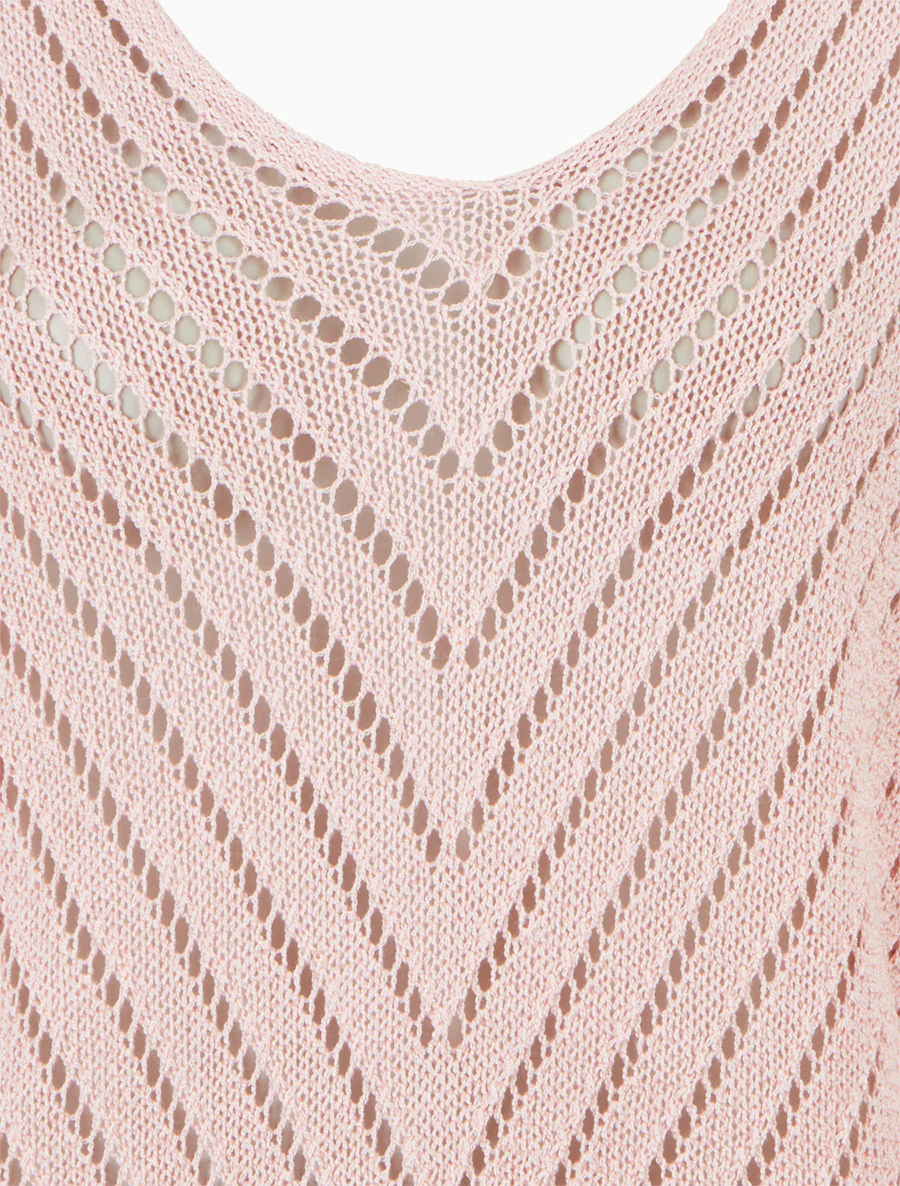 Pull ajouré à manches chauve-souris - Rose - Image 3