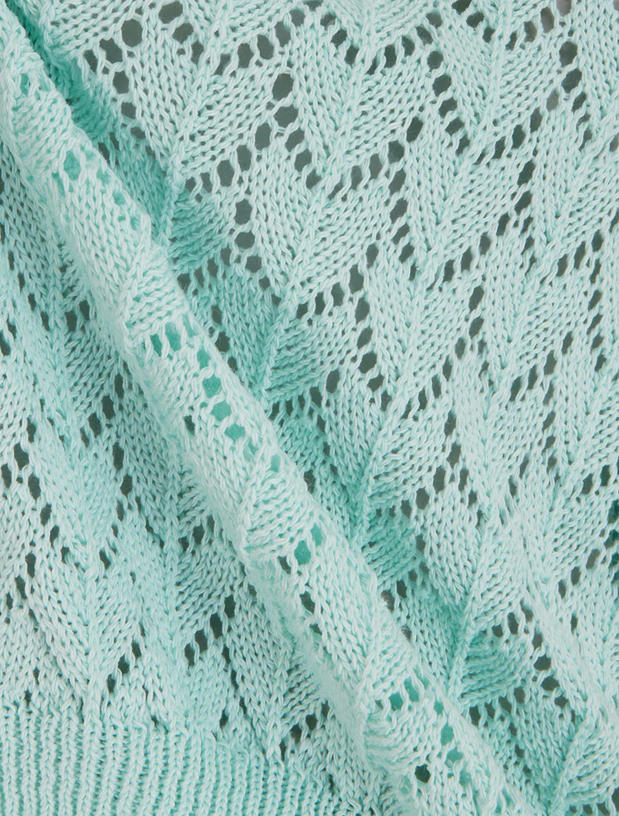Pull ajouré manches courtes - Bleu clair - Image 3