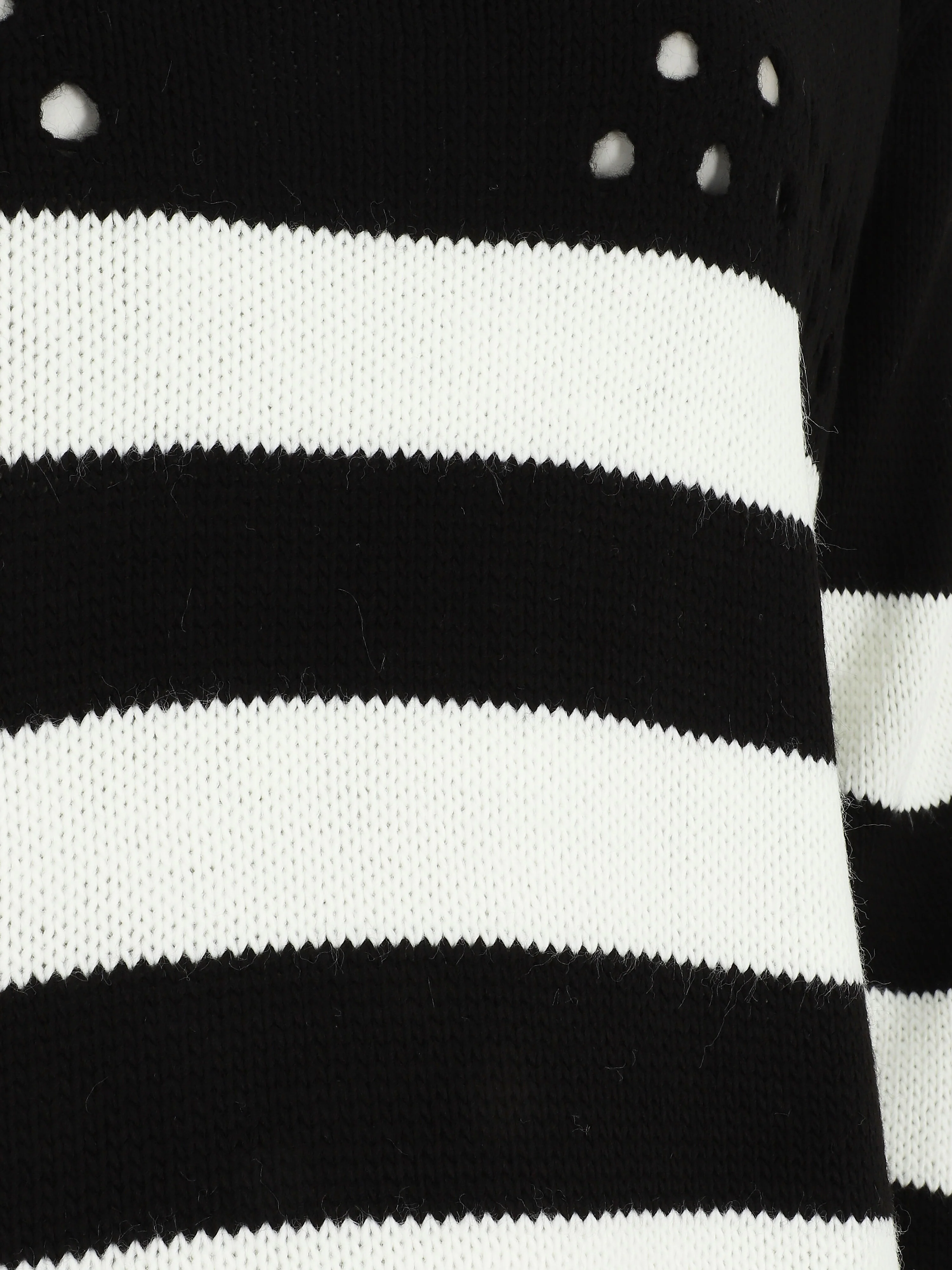 Pull ajourée à rayures - Noir/blanc - Image 3