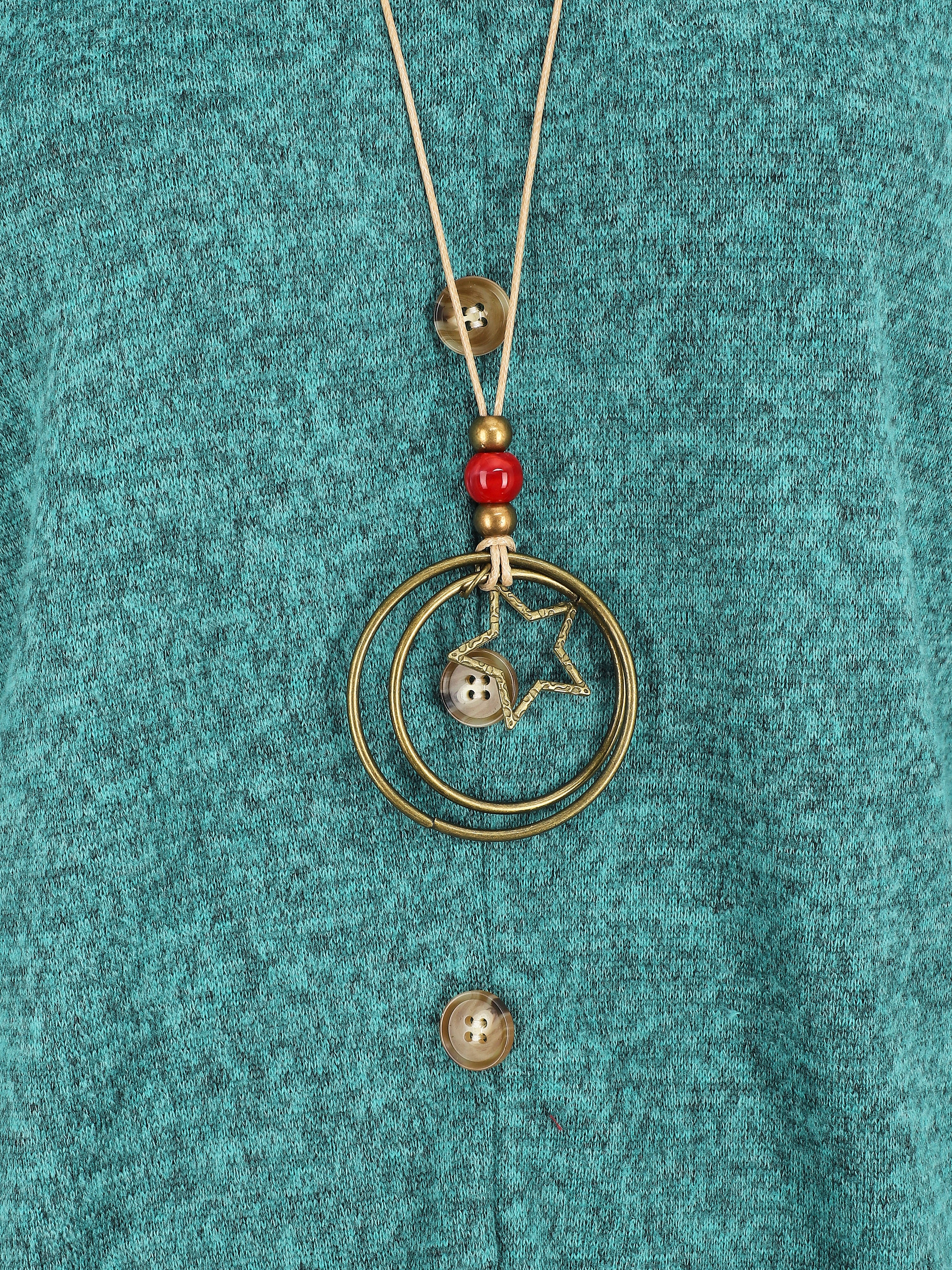 Pull ample à boutons décoratifs - Turquoise - Image 3