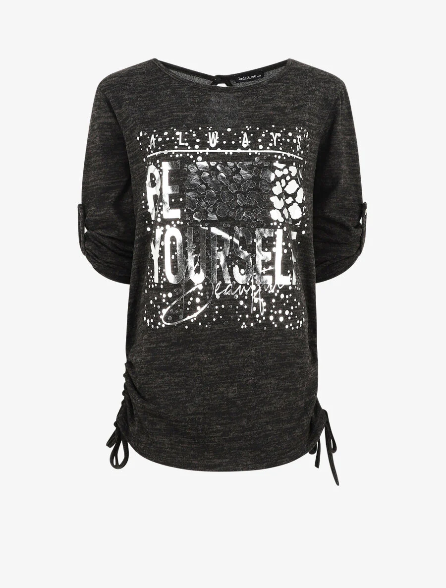 Pull ample à flocage Always be yourself - Noir