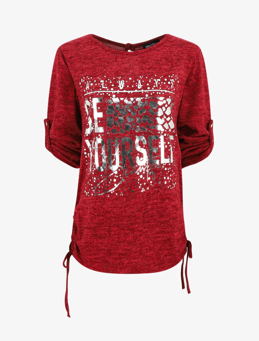 Pull ample à flocage Always be yourself - Rouge