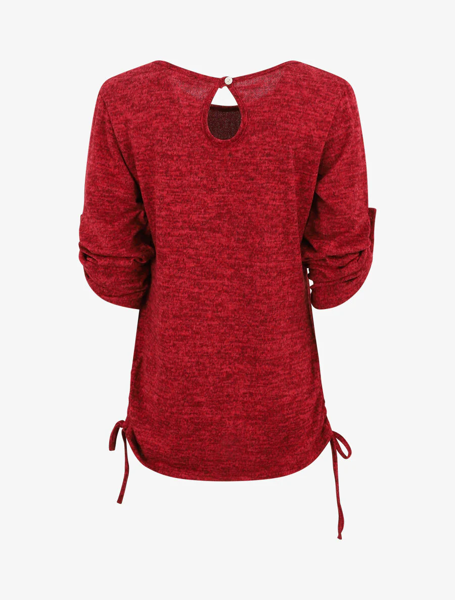 Pull ample à flocage Always be yourself - Rouge - Image 2