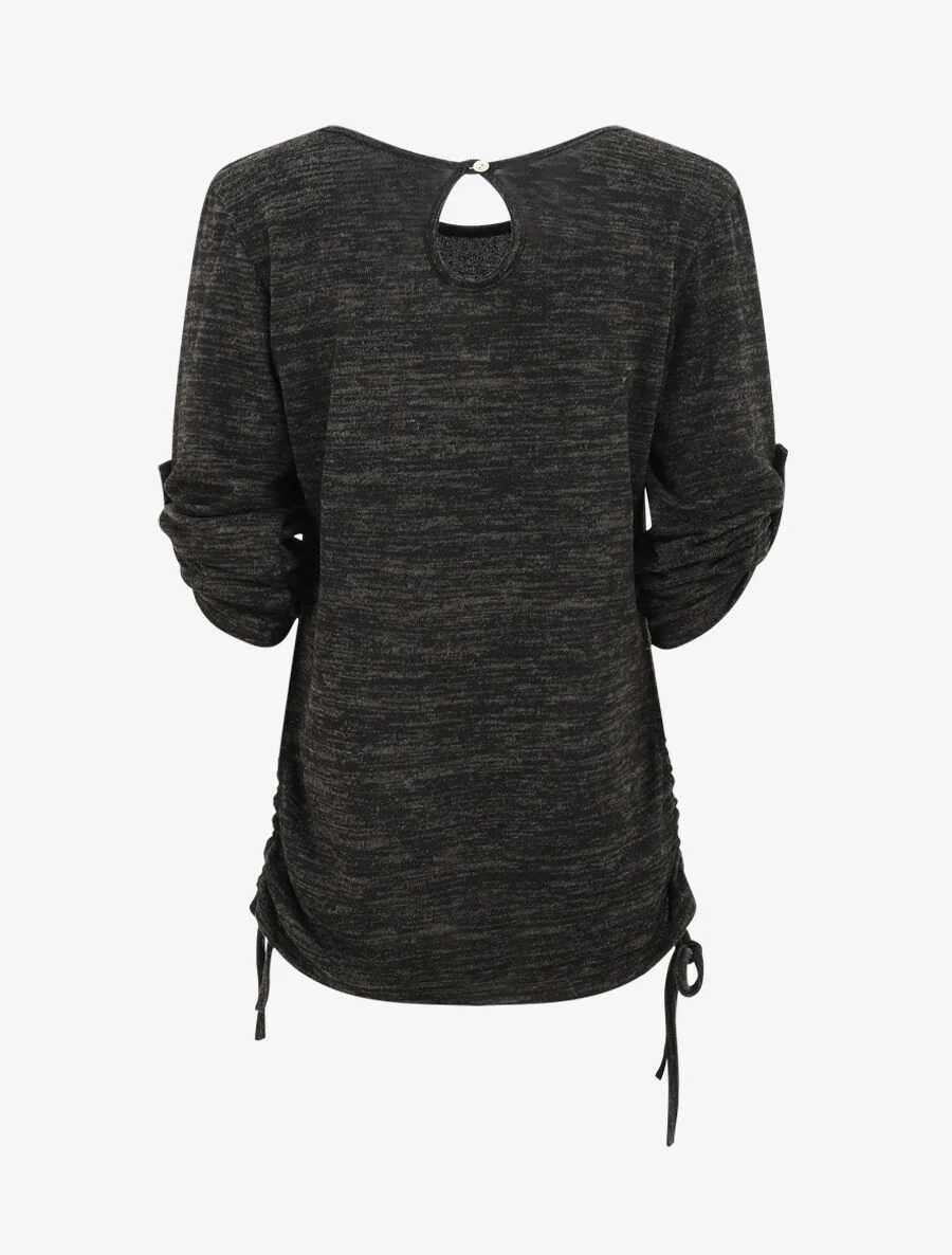 Pull ample à flocage V léopard - Noir - Image 2