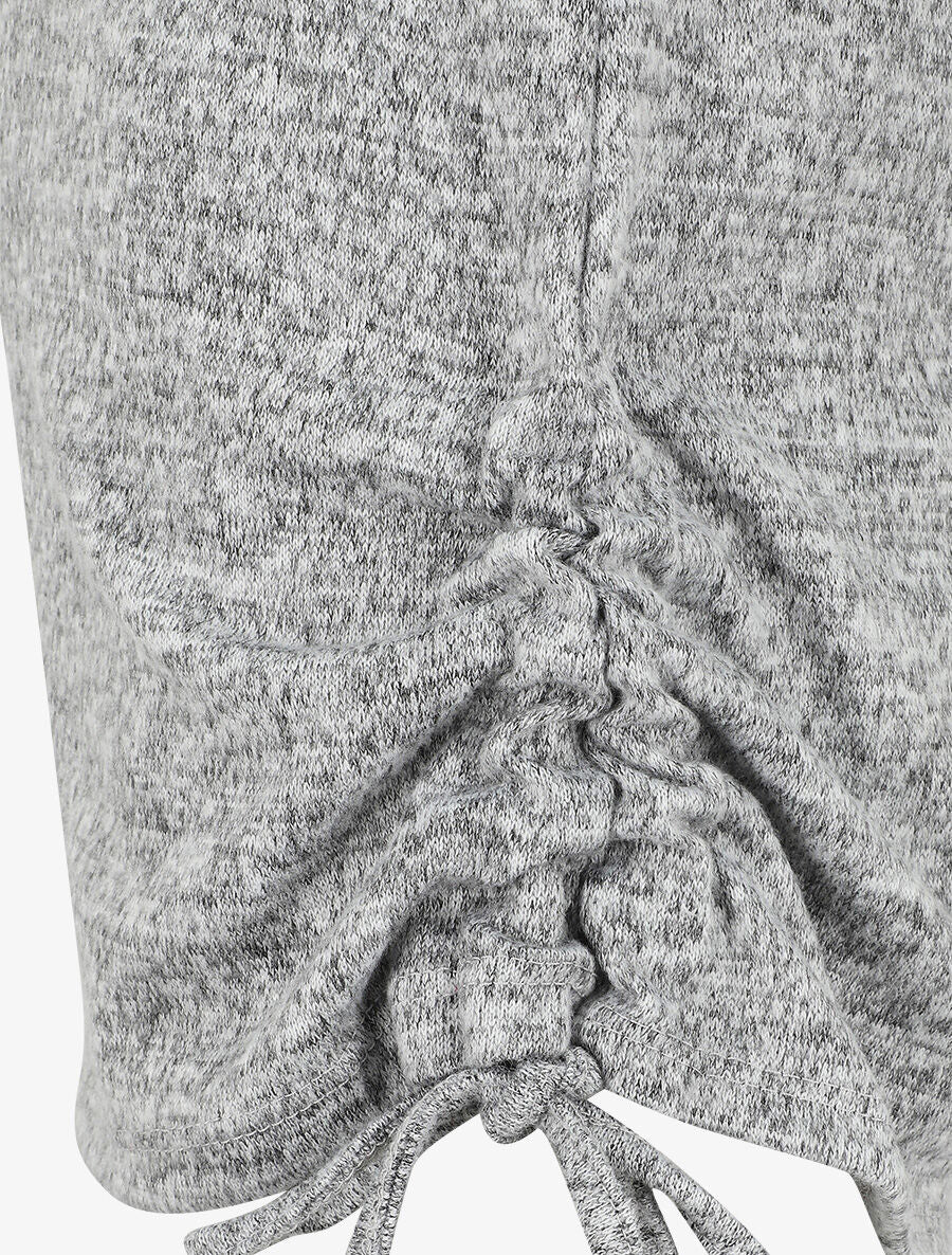 Pull ample à flocage V léopard - Gris chiné - Image 3