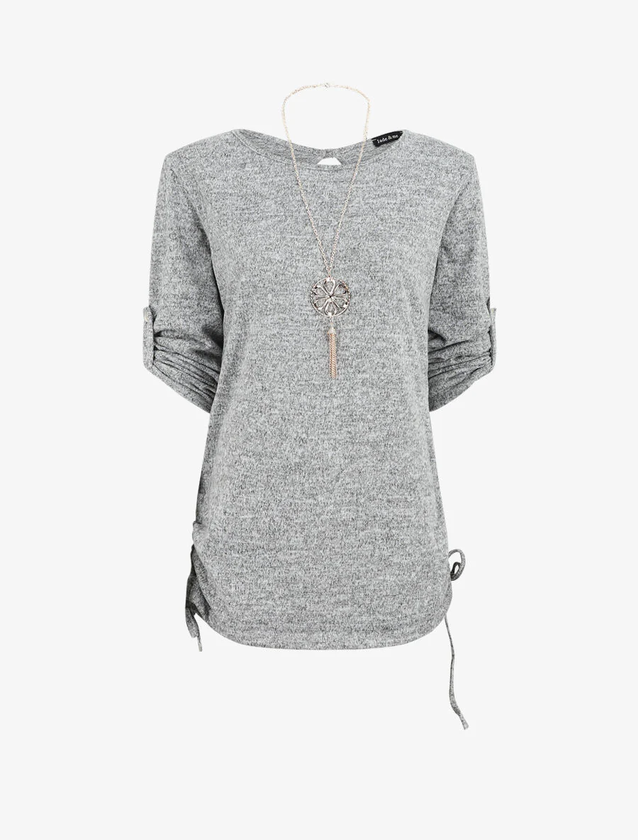 Pull ample à fronces - Gris