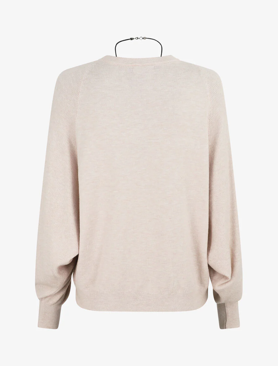 Pull ample à manches côtelés - Beige - Image 2