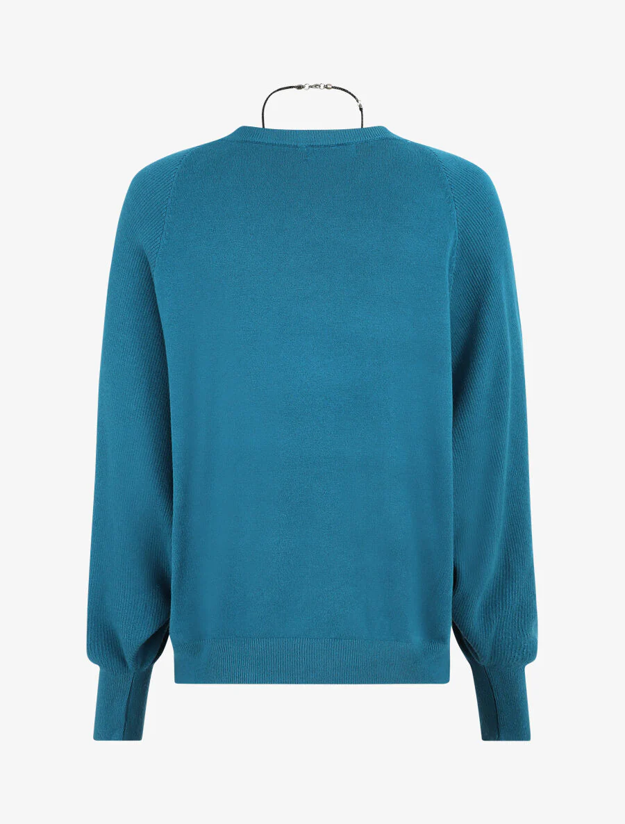 Pull ample à manches côtelés - Bleu canard - Image 2