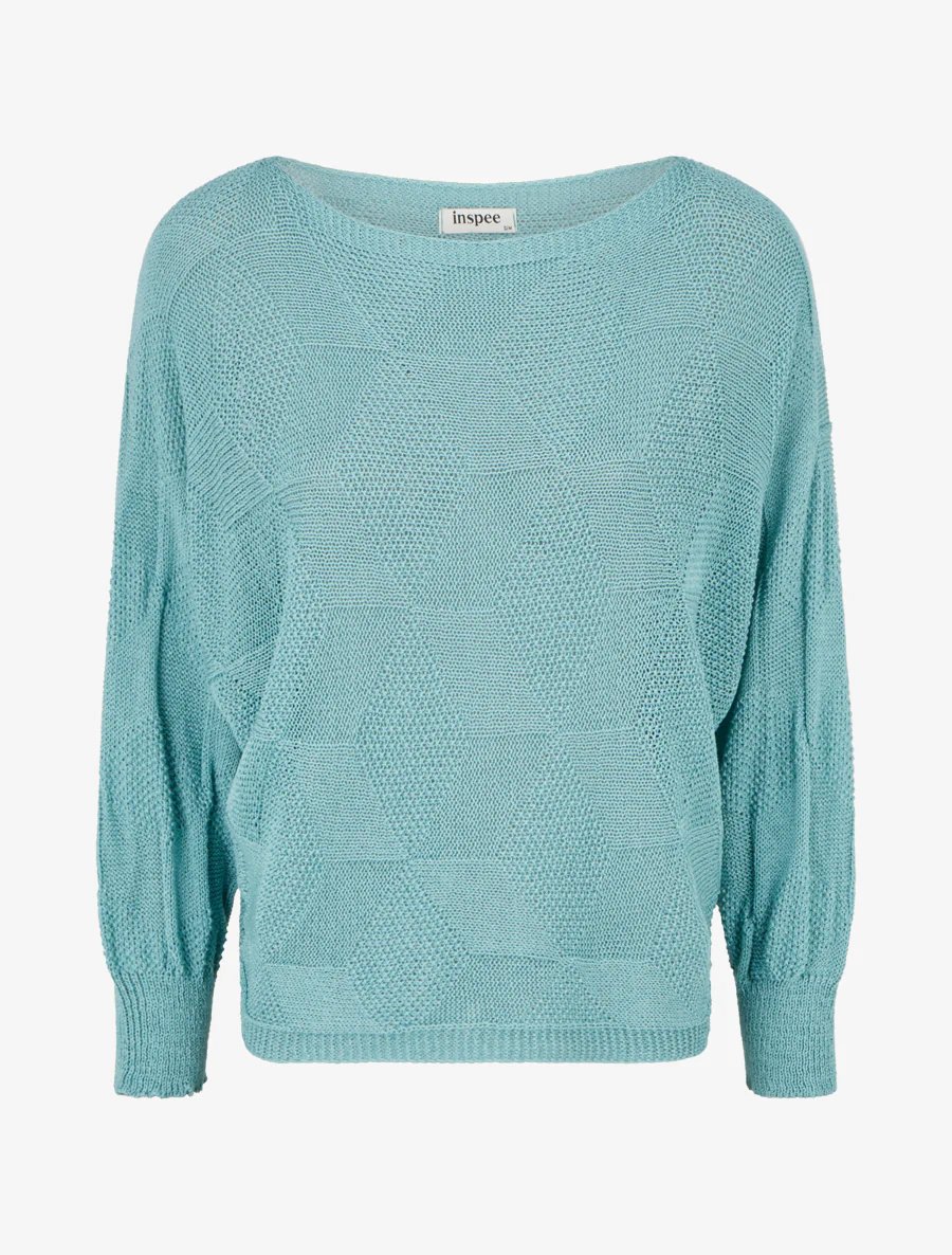 Pull ample à motif losange - Bleu lagon