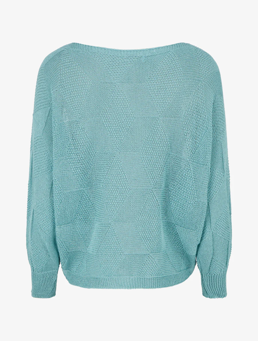 Pull ample à motif losange - Bleu lagon - Image 2