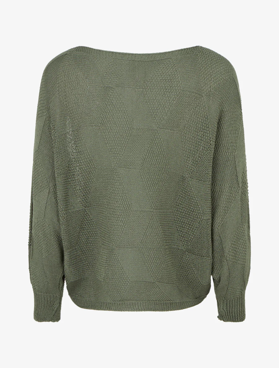 Pull ample à motif losange - Kaki - Image 2