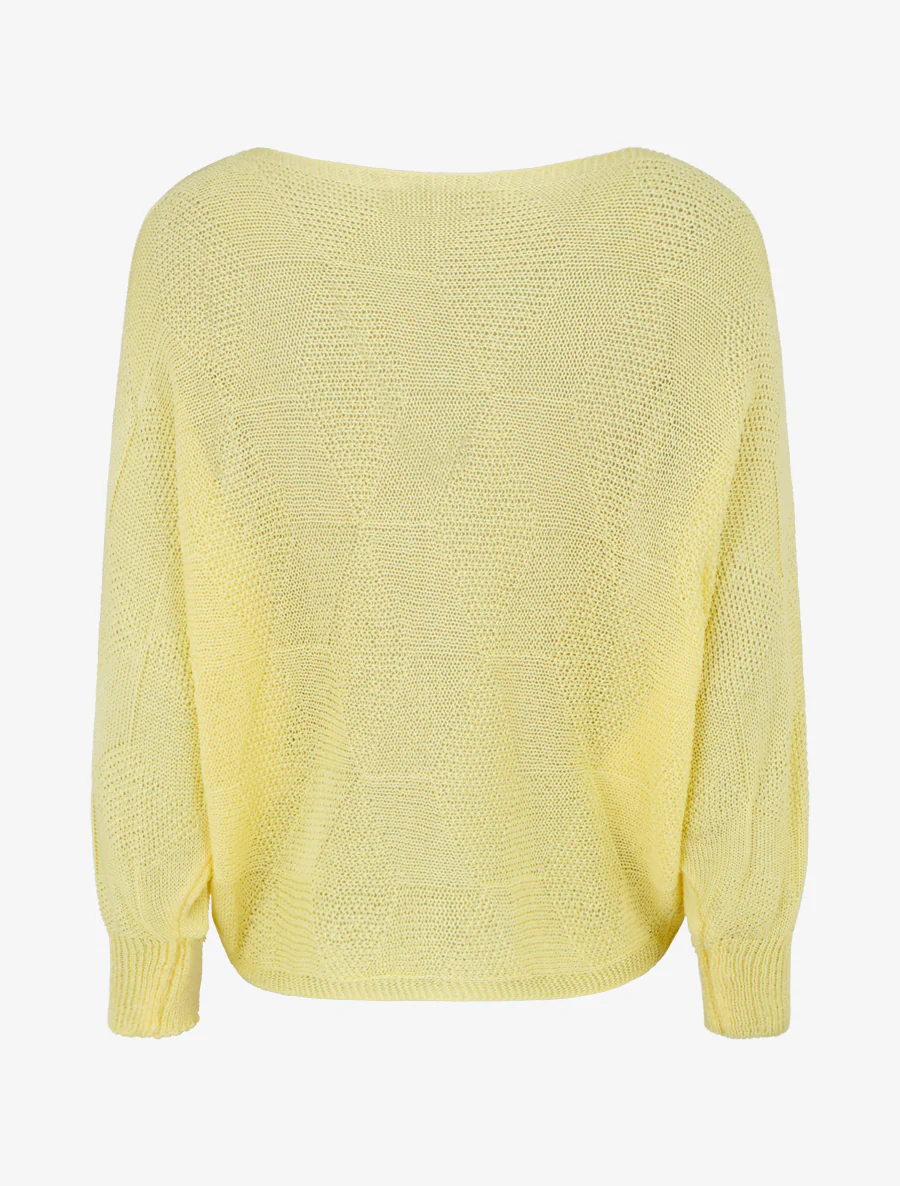Pull ample à motif losange - Jaune - Image 2