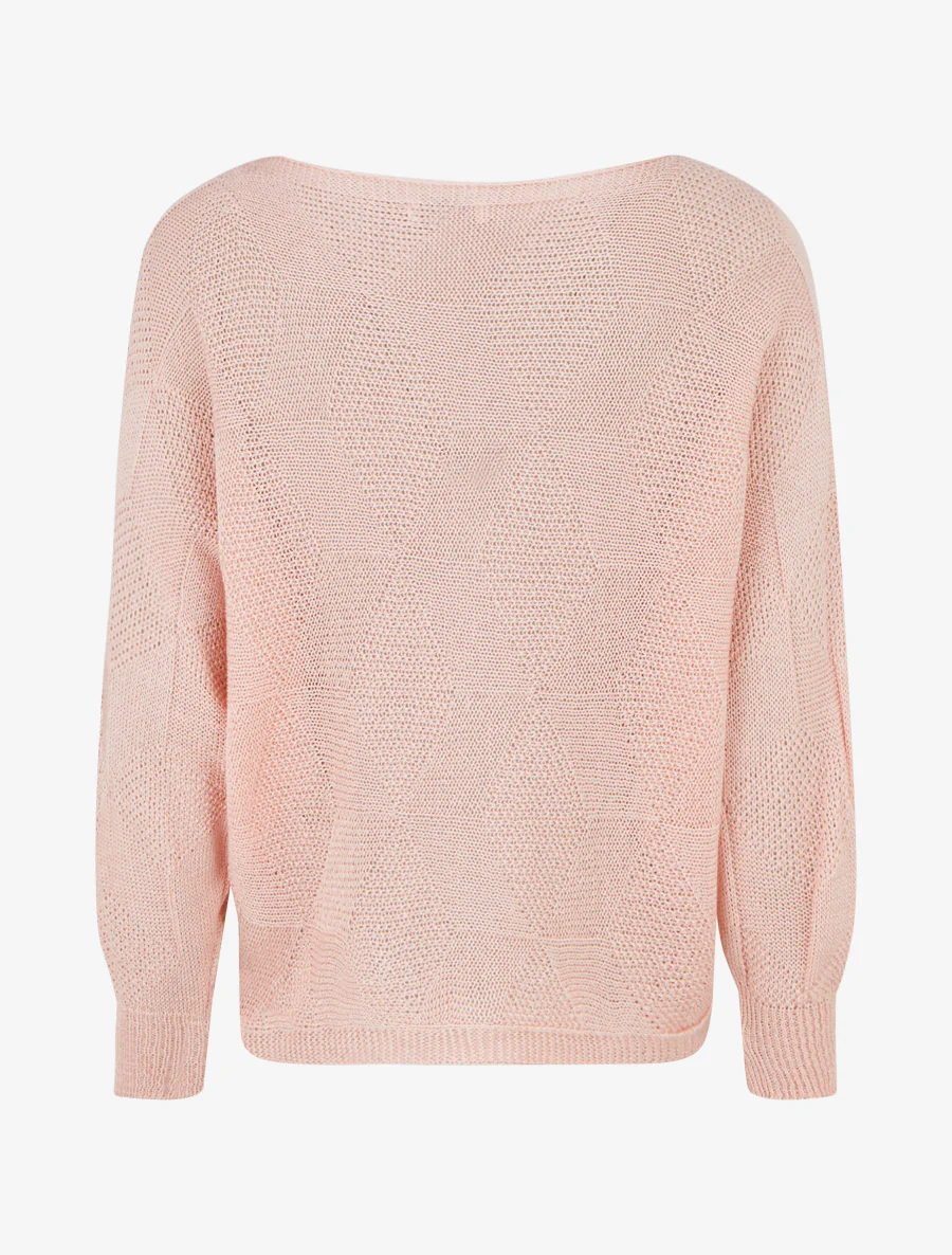 Pull ample à motif losange - Rose - Image 2
