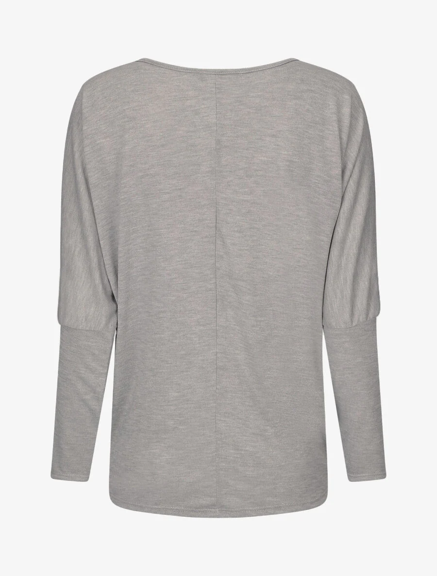 Pull ample à motif plumes irisées - Gris - Image 2