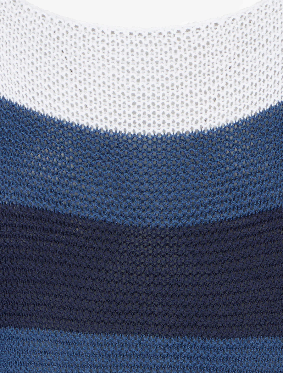 Pull ample à rayures et manches 3/4 - Marine - Image 3