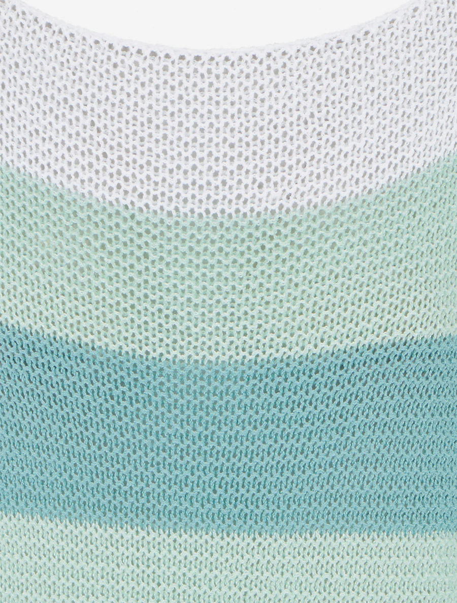 Pull ample à rayures et manches 3/4 - Bleu lagon - Image 3
