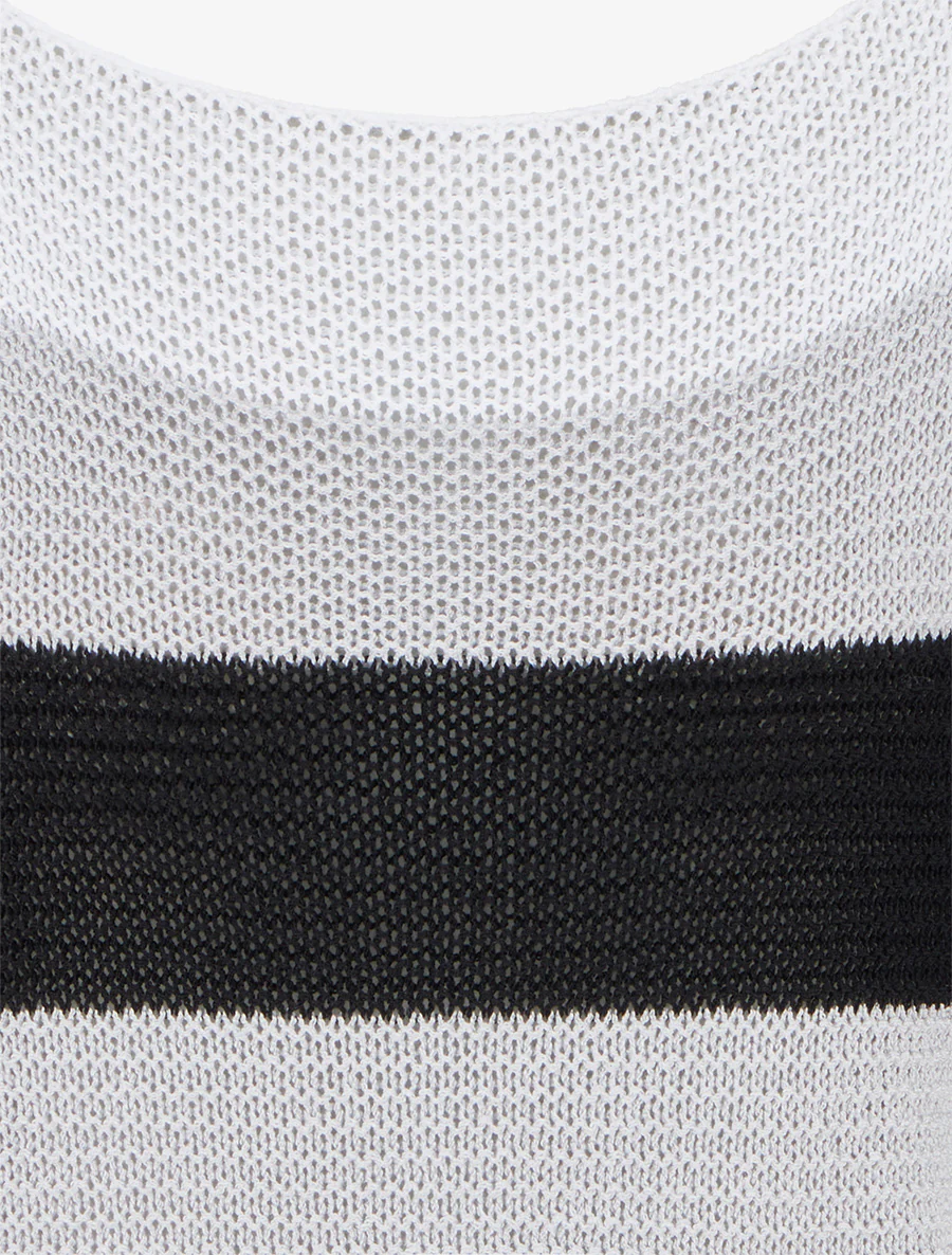Pull ample à rayures et manches 3/4 - Noir - Image 3