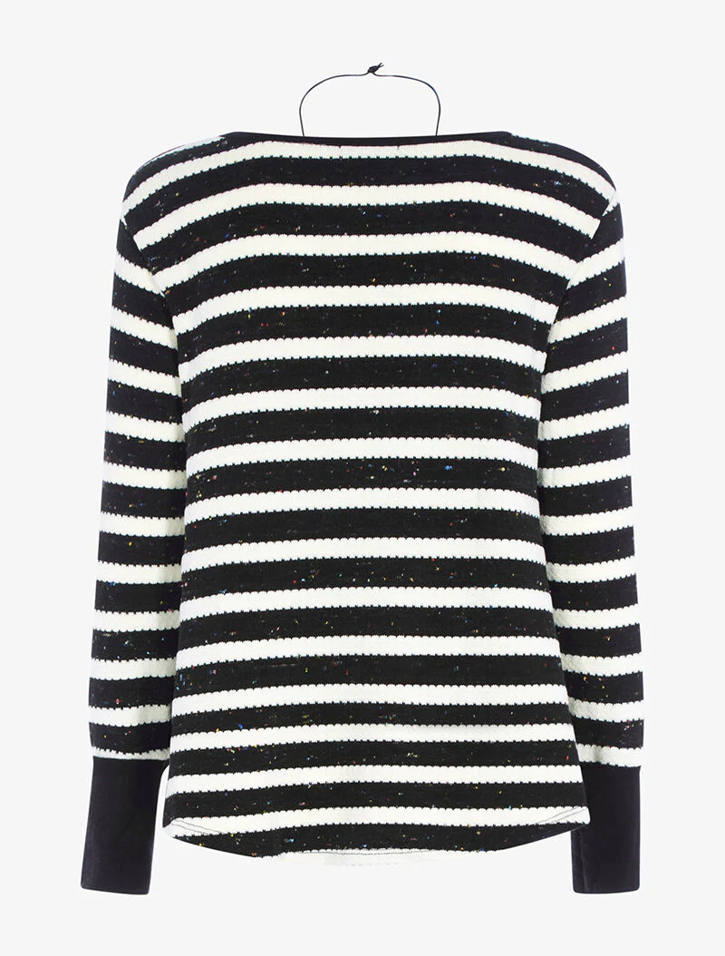 Pull ample à rayures mouchetées - noir/blanc - Image 2