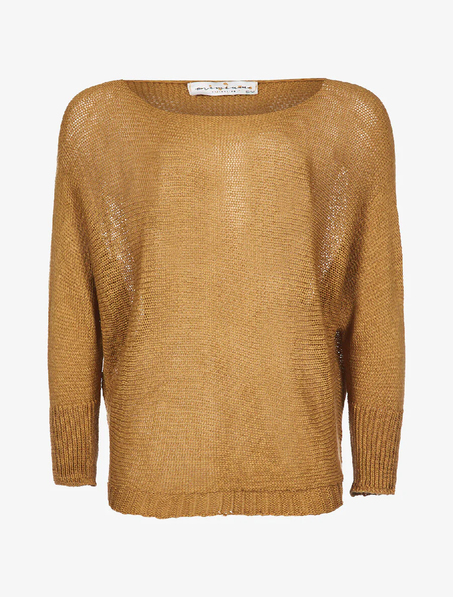 Pull ample grosse maille - moutarde