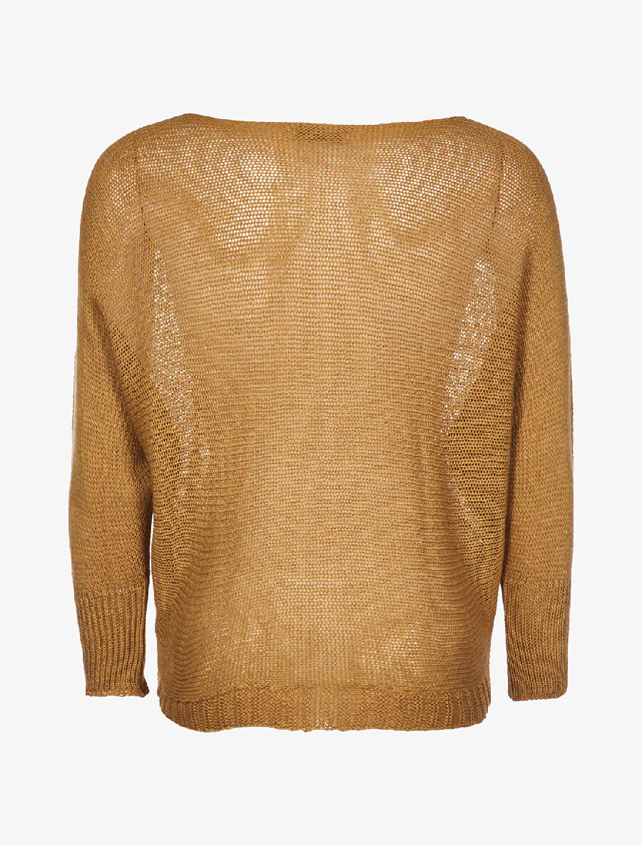 Pull ample grosse maille - moutarde - Image 2