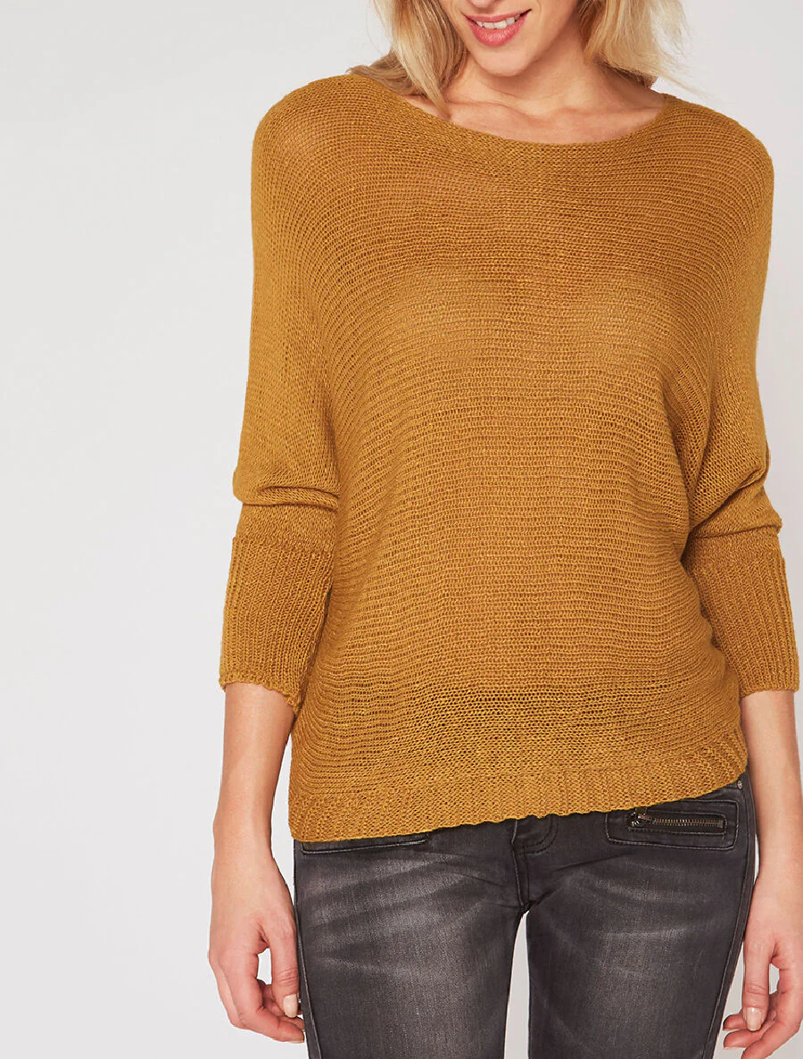 Pull ample grosse maille - moutarde - Image 3