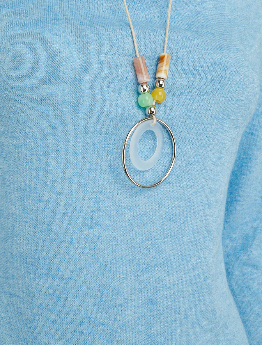 Pull asymétrique à col bénitier - Bleu ciel - Image 3