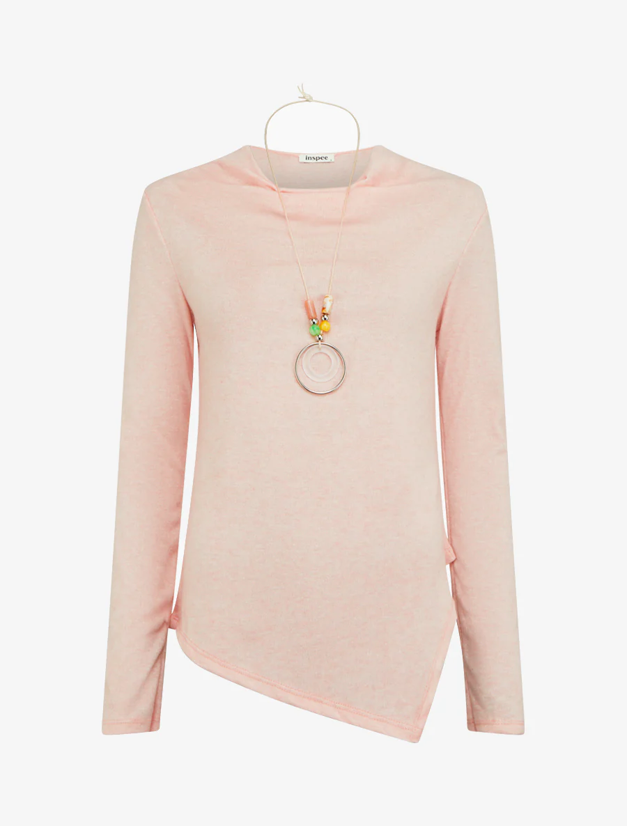 Pull asymétrique à col bénitier - Rose