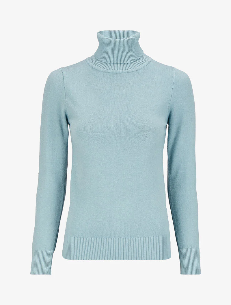Pull basique à col roulé - Bleu ciel