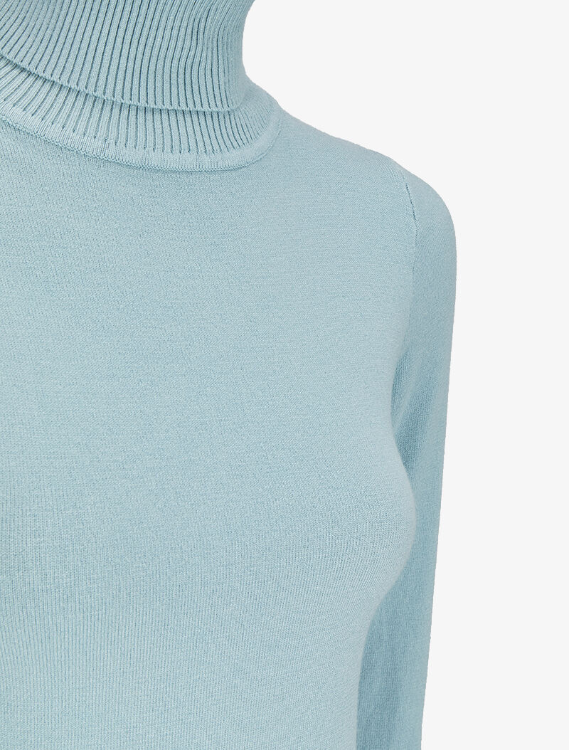 Pull basique à col roulé - Bleu ciel - Image 3