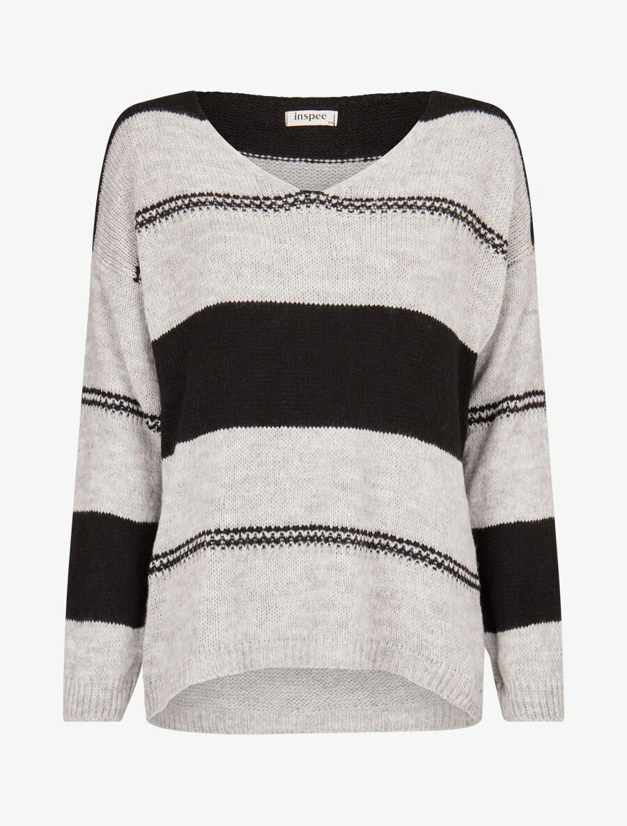 Pull basique bicolore - Noir