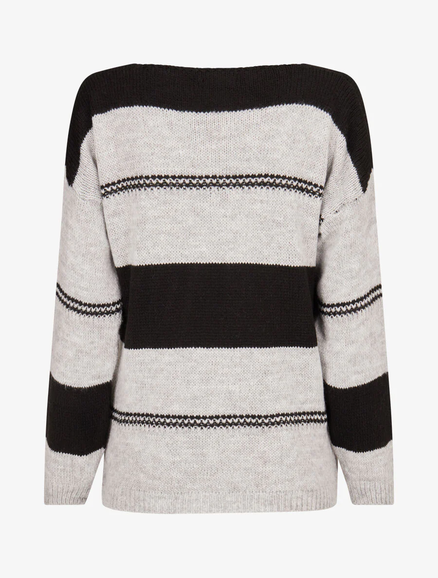 Pull basique bicolore - Noir - Image 2