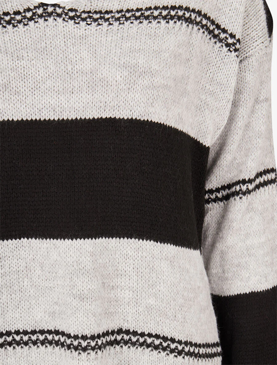 Pull basique bicolore - Noir - Image 3