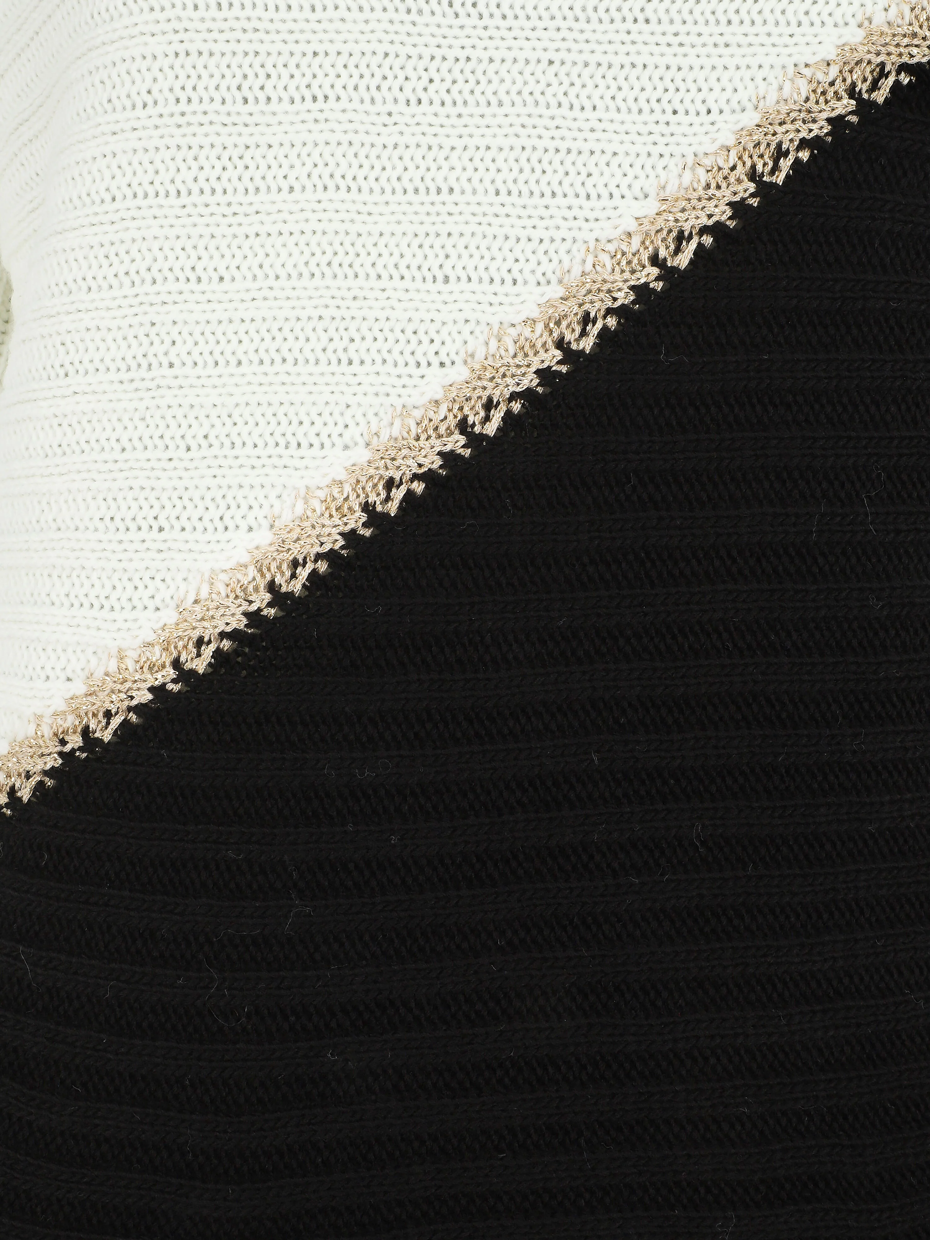 Pull bicolore à liseré doré - Noir - Image 3