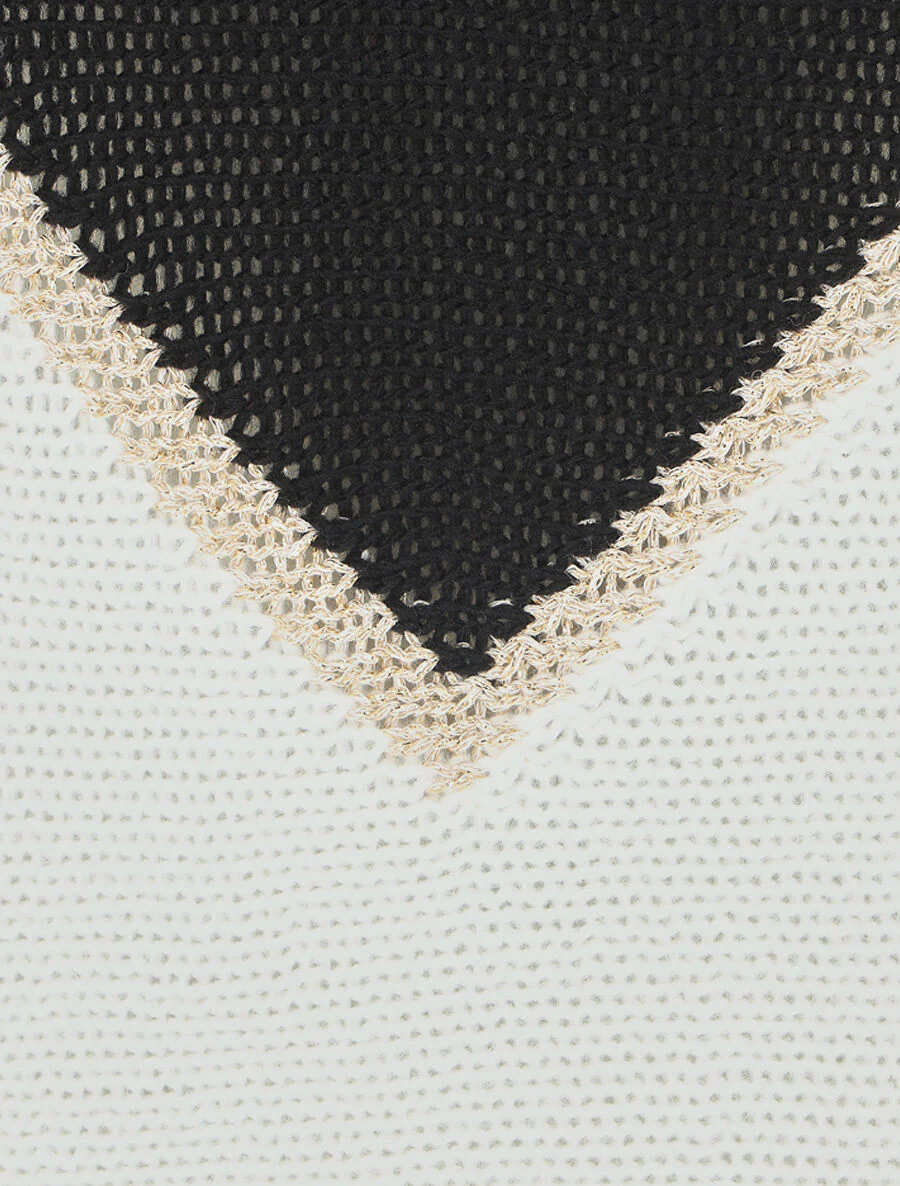 Pull bicolore à liseré doré zigzag - Noir - Image 3